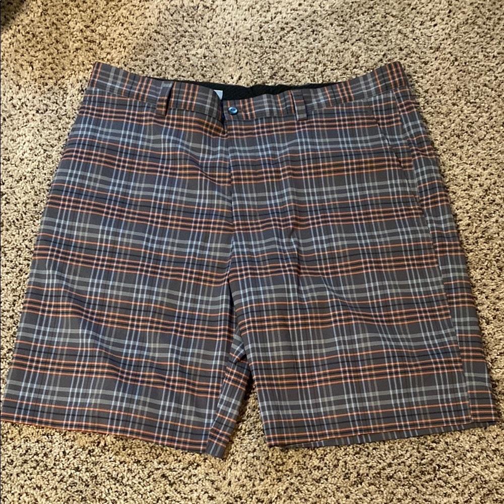 Men's Plaid Shorts - Gray and Brown